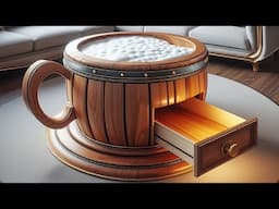 Elevates Woodworking And Design To The Next Level // Coffee Table Shaped Like A Unique Beer Cup