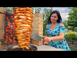 Домашняя Шаурма на огне и Арбуз с Фруктовым Десертом Сюрпризом