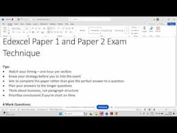 Edexcel A Level Business Papers 1 and 2 Exam Tips
