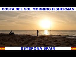 ESTEPONA SPAIN SUNRISE WITH FISHERMAN ON THE COSTA DEL SOL