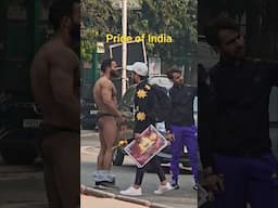 Indian Bodybuilder flexing on street in Delhi