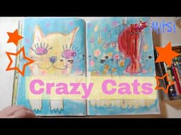 🎨 Crazy Cats in My Sketchbook! 🐾 | Whimsical Cat Art, Watercolor Painting & Sketchbook Tour