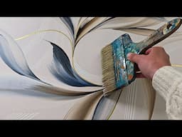 Beige Mom ART!? / Gold Leaf & Scraping - Neutral Acrylic Painting