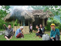 Huyen completed the roof with the help of kind buffalo herders, De still trying find Huyen and Maya