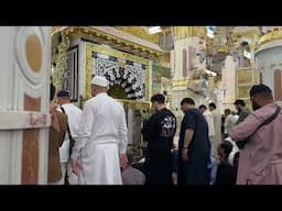Inside the blessed Rawdah area of Masjid an Nabawi