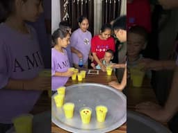Bottle flip Big plate all glass mango juice challenge #family #bottleflip #myfamilymyteam  #shorts