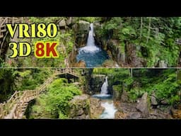 [ 8K 3D VR180 ] 竜神の滝（岐阜県中津川市）Ryujin waterfall, a cobalt blue pool with crystal clear water in Gifu