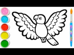 Mari Menggambar, Mewarnai Burung Beo Warna Warni Bersama 🦜 Gambar Hewan Sederhana Untuk Anak #391