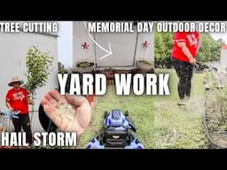 HUGE HAILSTORM YARD WORK, CUTTING TREE BACK, CLEAN UP AND MOWING