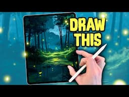 PROCREATE Landscape Drawing Tutorial - Firefly Forest