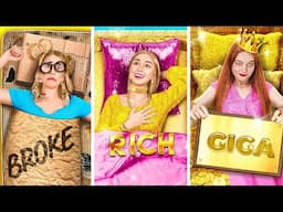 💵 POOR VS RICH VS GIGA RICH CHALLENGE! Crafts With Paper For School📦Art Tricks