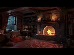 Rainy Night in a Cozy Hut - Crackling Fireplace, Sleeping Pets & Rain on Window