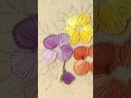 Viola Floral Embroidery - Bouquet of Pansies  Short