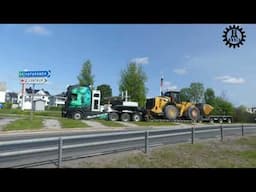 Scania R650 loaded with a CAT 980M and Volvo FH16 750 with crusher parts