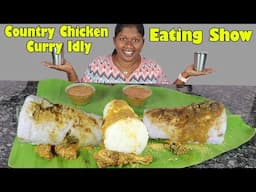 Biggest Curry idly with Country Chicken Curry Eating Challenge in Tamil Foodie Divya | Chicken Leg