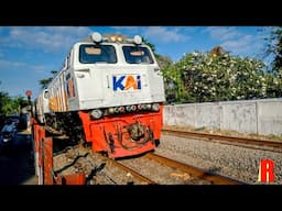 Pertemuan 2 Kereta Api Rangkaian Panjang di Margorukun Surabaya