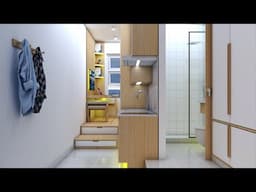 TINY APARTMENT 17sqm ( 183sqft MICRO APARTMENT TOUR ) | SPACE SAVING IDEAS | NEVER THINK TOO SMALL