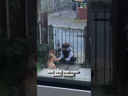 Little Boy Plays With Adorable Puppy Through Fence #Dogs #Puppy #Cute