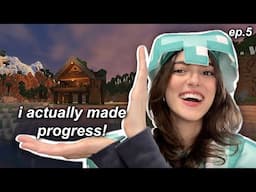 dumb girl FINALLY builds a house in Minecraft HARDCORE