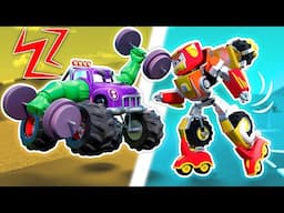Robofuse 🤖 VS Monster Truck 🚗 Car Cartoons for Kids