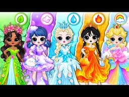 What If Elsa, Ladybug & Peach Transform into Elemental Fashion Queens | DIY Paper Dolls Fashion