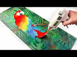 COLORFUL Parrot Art Using Glue Gun + SECRET Leaf Technique!! | AB Creative Tutorial