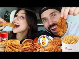CHICKEN TENDER WARS!! KIRA'S FIRST TIME TRYING RAISING CANE'S, CHICK FIL A, & DAVES HOT CHICKEN!
