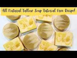 ALL NATURAL TALLOW SOAP~ RECIPES INCLUDED (Step By Step Soap Making Tutorial)