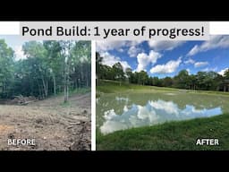 Farm Pond Build | 1 YEAR OF PROGRESS IN UNDER 20 MINUTES! #farmlife #ponds #homestead
