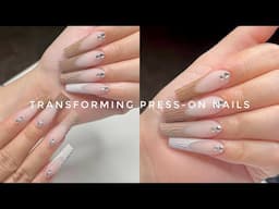BEGINNER FRIENDLY NAIL TUTORIAL | TRANSFORMING CHEAP PRESS-ON NAILS | QUICK AND EASY FULL SET