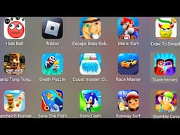Roblox,Sonic Dash,Save The FIsh,Sandwich Runner,Stumble Guys,Count Master 3D,Draw To Smash,Heroes 2