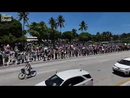 Drone footage from 'No Kings' protest at Torch of Friendship in Miami