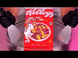 Froot Loops Rolled Into Colorful Ice Cream Rolls 🍭🔥 | ASMR