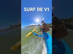 Surf de V1 na boca da Barra da Tijuca . Ricardo Mirapalheta de Fai Va'a  e Cirano Ribeiro de Timi
