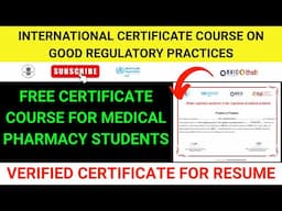 (FREE) Course on Drug Regulatory Affairs with Certificate | Free Pharmacy Certificate Course