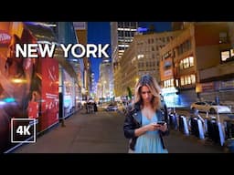 Late Evening in Manhattan - NEW YORK Night Walk - Walking Tour 4k