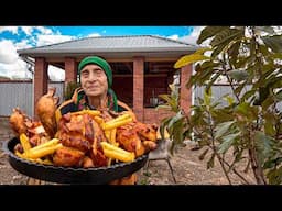 Cooking The Best Roasted Chicken! With Delicious Potato Fries