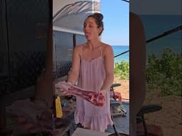 COOKING COW TONGUE ON A CAMPFIRE 🔥 #explorepage #familytravel #campcooking Link in comments ⬇️