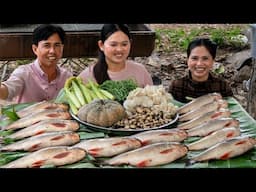 🔥 Epic Fish Probarbus Feast! Soup & BBQ Wrapped in Banana Bark – A Rare Village Recipe!