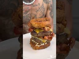 Fried Pork Chop Double Cheeseburger 🍔😅… For my MANN ! 😂
