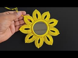 Macrame Mini Sunflower Pattern | Macrame Mini Mirror Wall Hanging | Easy Macrame Design Step by Step