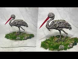 How to Make a Stork Diorama from a Polymer Clay Tree Branch / Epoxy Resin / Bird Diorama