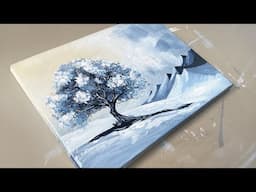 Winter Landscape Painting - Easy Acrylic Painting Techniques - 140