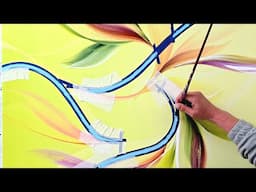 INTENSE and Vibrant Botanical Painting / Fluid Painting with Acrylics