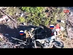 Ukrainian FPV drone operators wipe out Russian Motorcycle Assault troops Near Ruins