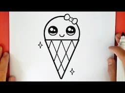 HOW TO DRAW A CUTE ICE CREAM CONE
