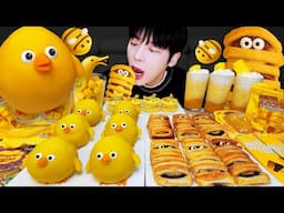 ASMR MUKBANG | 직접 만든 갤럭시 꿀젤리 옐로우 디저트 아이스크림 먹방 & 레시피 DESSERT GALAXY HONEY JELLY CANDY