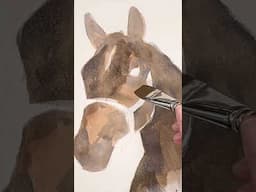 Watercolor horse with simple brush strokes! #watercolorpainting