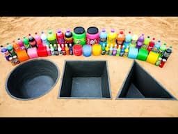 How to Make Circle, Square, Triangle holes with Cement, Experiment Coca Cola and Mentos vs Sodas