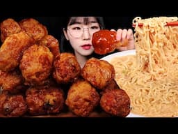 ASMR MUKBANG | 겉바속촉 허니콤보 먹방🍗 (ft, 크림진라면) Honey Combo Chicken & Noodles Mukbang Asmr